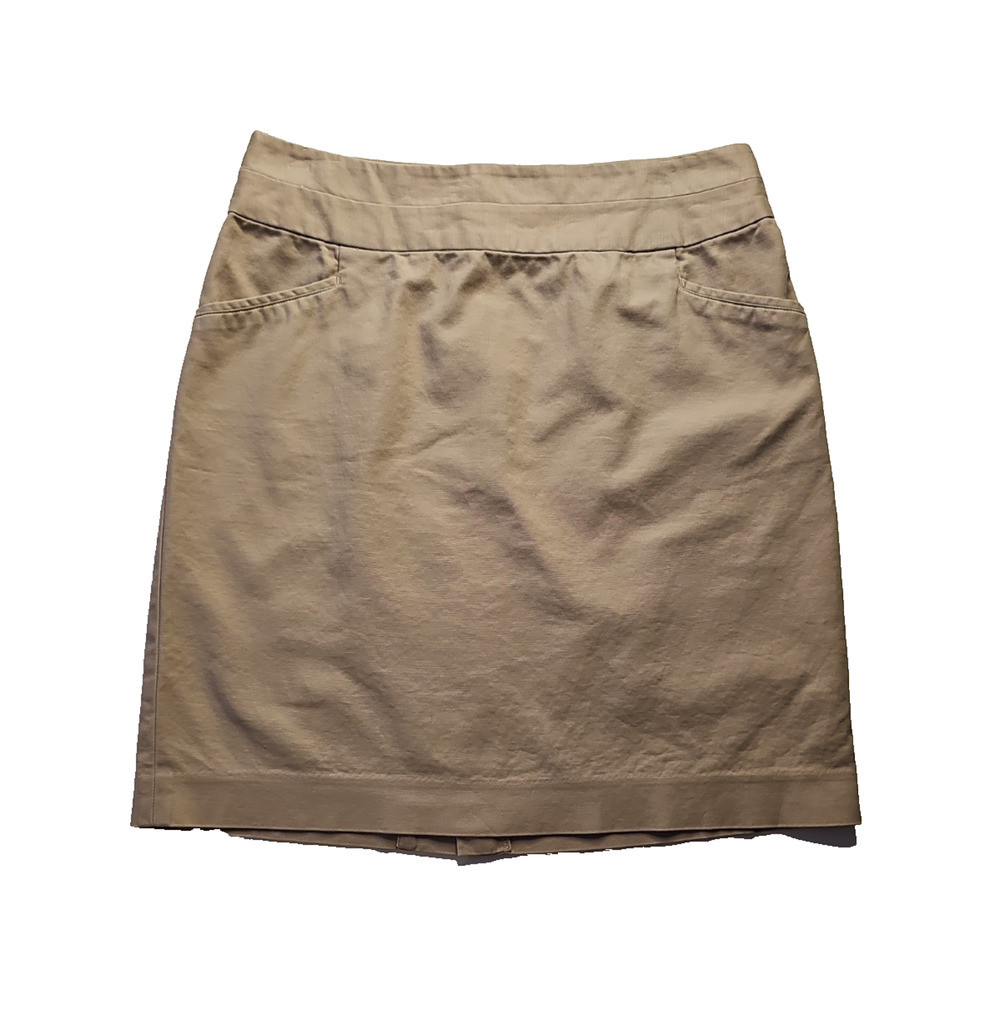 Banana Republic Womens 10 Beige Taupe Pencil Skirt Wide Waist Pockets Career
